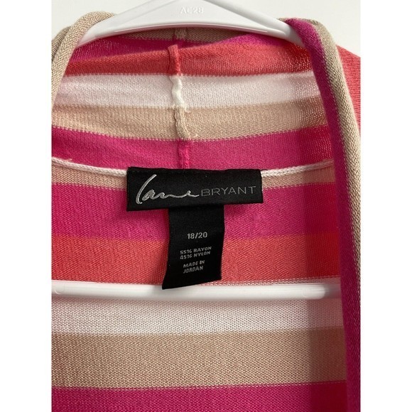 Lane Bryant Multicolor (Pink) Stripe Assymetric Cardigan Sweater Plus Size 18/20 - Picture 3 of 5